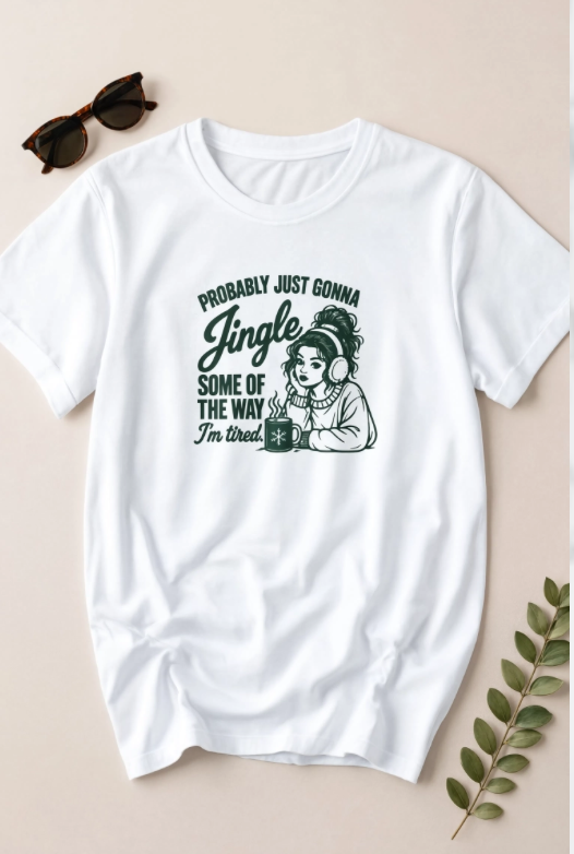 Probably Just Gonna Jingle Some of the Way Christmas Shirt | Funny Tired Christmas T-Shirt | Holiday Humor Graphic Tee