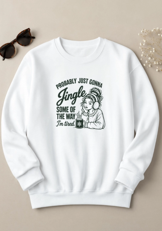 Probably Just Gonna Jingle Some of the Way Christmas Sweatshirt | Funny Tired Christmas Crewneck | Cozy Holiday Sweatshirt