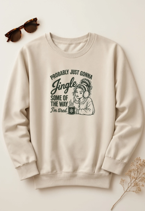 Probably Just Gonna Jingle Some of the Way Christmas Sweatshirt | Funny Tired Christmas Crewneck | Cozy Holiday Sweatshirt