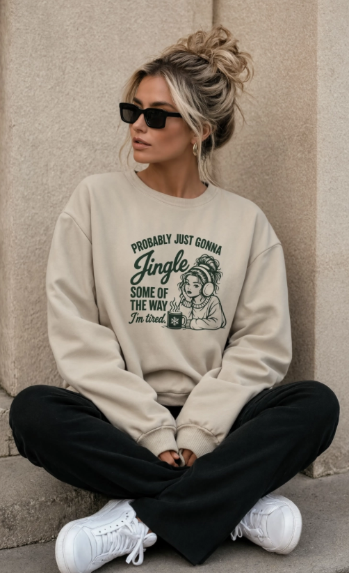 Probably Just Gonna Jingle Some of the Way Christmas Sweatshirt | Funny Tired Christmas Crewneck | Cozy Holiday Sweatshirt
