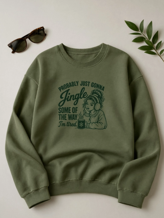 Probably Just Gonna Jingle Some of the Way Christmas Sweatshirt | Funny Tired Christmas Crewneck | Cozy Holiday Sweatshirt
