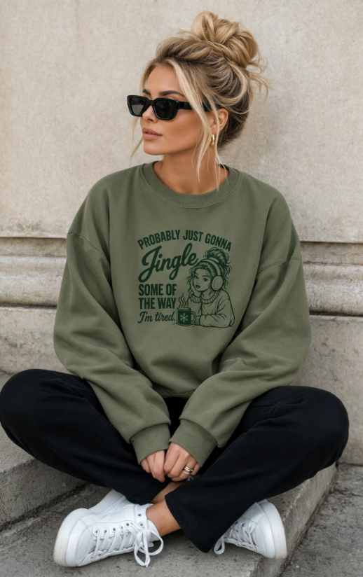 Probably Just Gonna Jingle Some of the Way Christmas Sweatshirt | Funny Tired Christmas Crewneck | Cozy Holiday Sweatshirt