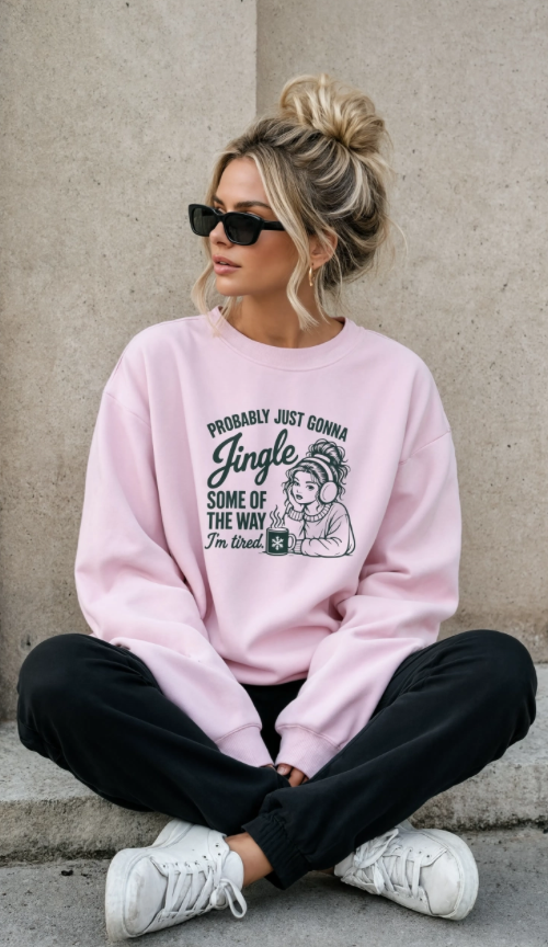 Probably Just Gonna Jingle Some of the Way Christmas Sweatshirt | Funny Tired Christmas Crewneck | Cozy Holiday Sweatshirt