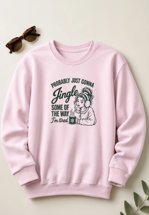 Probably Just Gonna Jingle Some of the Way Christmas Sweatshirt | Funny Tired Christmas Crewneck | Cozy Holiday Sweatshirt