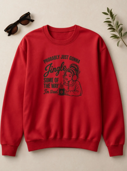 Probably Just Gonna Jingle Some of the Way Christmas Sweatshirt | Funny Tired Christmas Crewneck | Cozy Holiday Sweatshirt