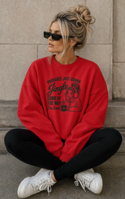 Probably Just Gonna Jingle Some of the Way Christmas Sweatshirt | Funny Tired Christmas Crewneck | Cozy Holiday Sweatshirt
