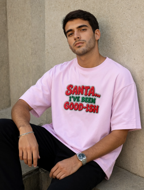 Santa I’ve Been Good-ish Christmas Shirt | Funny Christmas T-Shirt | Sarcastic Holiday Graphic Tee | Retro Santa Shirt