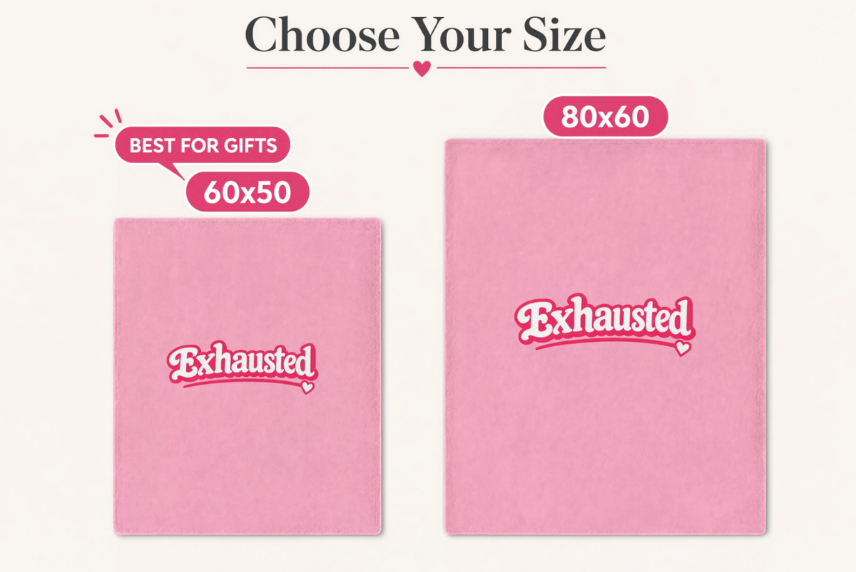Exhausted Pink Throw Blanket – Funny Cozy Blanket for Women, Millennial Gift, Overstimulated & Tired Girl Home Decor