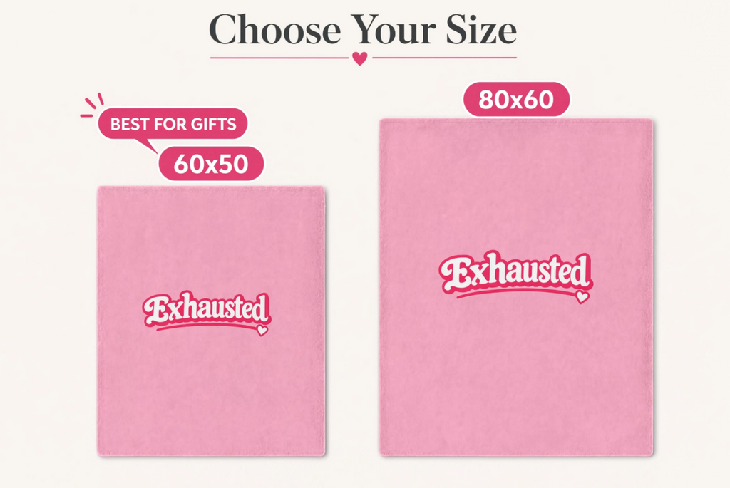 Exhausted Pink Throw Blanket – Funny Cozy Blanket for Women, Millennial Gift, Overstimulated & Tired Girl Home Decor