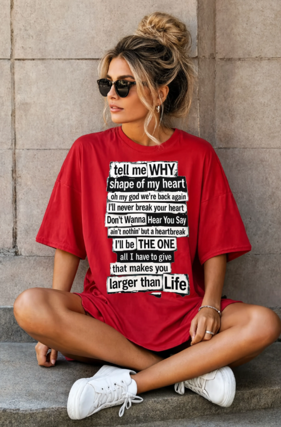 90's Boy Band Nostalgia Lyrics Tee | Concert Shirt for Vegas Sphere Residency