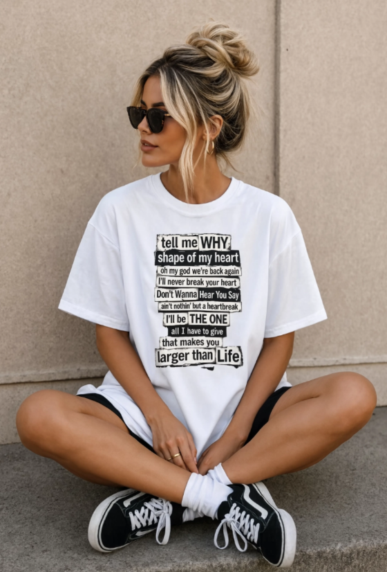 90's Boy Band Nostalgia Lyrics Tee | Concert Shirt for Vegas Sphere Residency