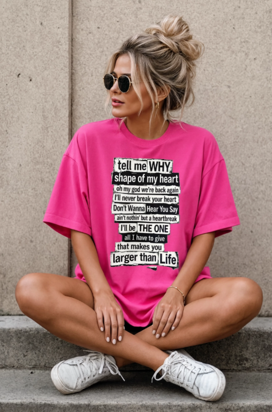 90's Boy Band Nostalgia Lyrics Tee | Concert Shirt for Vegas Sphere Residency