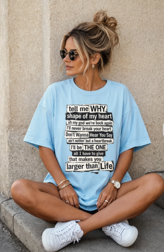 90's Boy Band Nostalgia Lyrics Tee | Concert Shirt for Vegas Sphere Residency