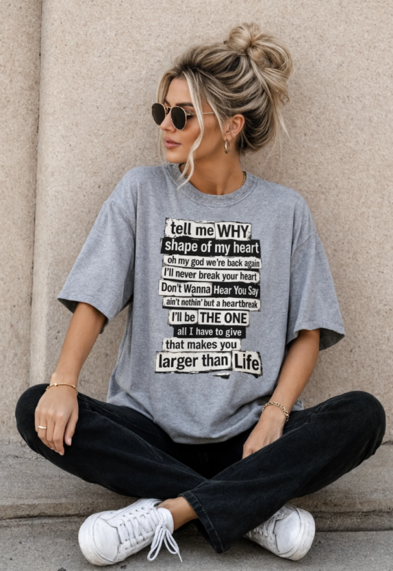 90's Boy Band Nostalgia Lyrics Tee | Concert Shirt for Vegas Sphere Residency