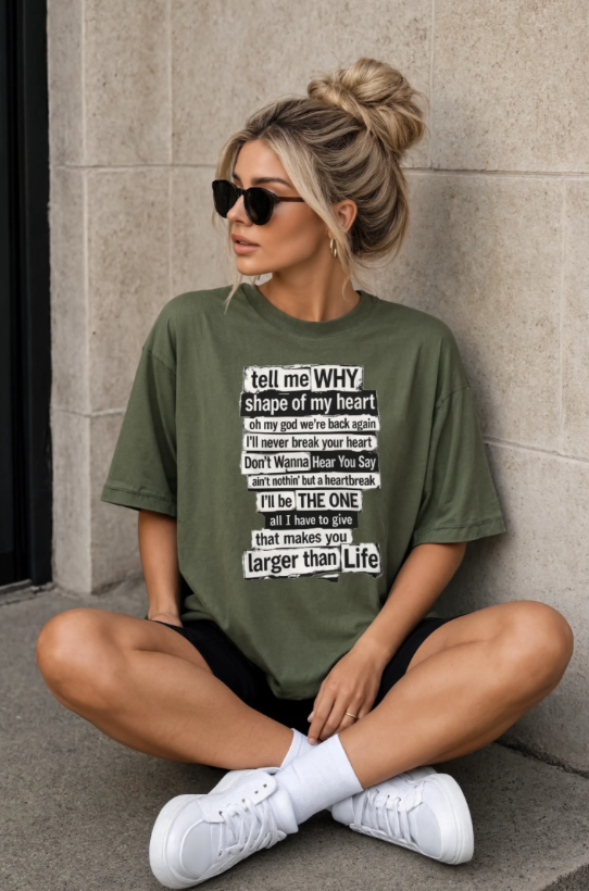 90's Boy Band Nostalgia Lyrics Tee | Concert Shirt for Vegas Sphere Residency