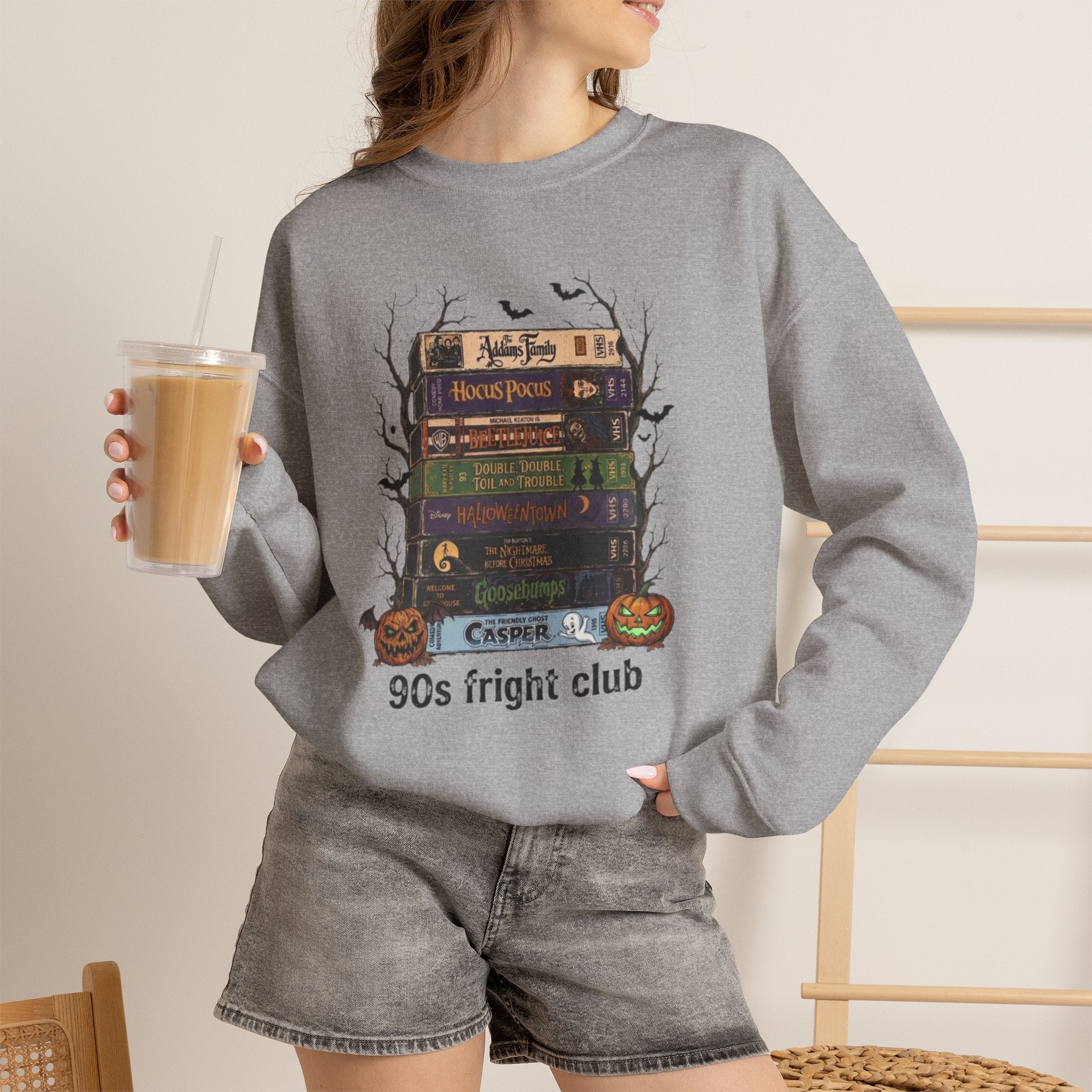 🎃 90s Fright Club VHS Tapes Sweatshirt – Vintage Halloween Crewneck