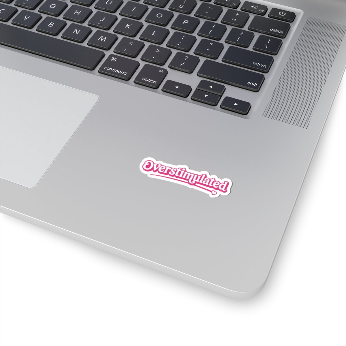 Overstimulated script sticker Kiss-Cut Sticker | pink retro cursive decal