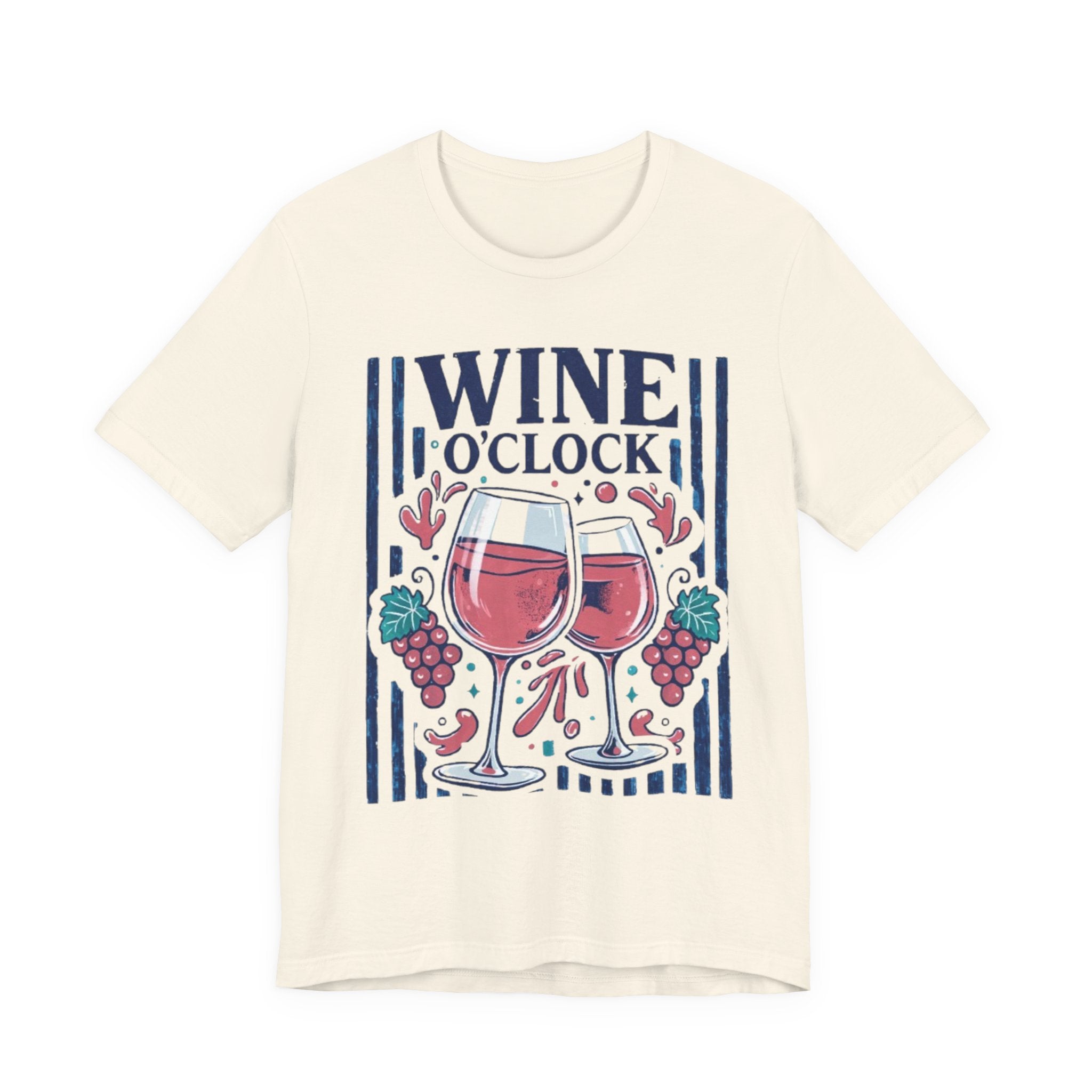 Wine O'Clock T-Shirt | Wine Glasses, Grapes, Vintage Stripes