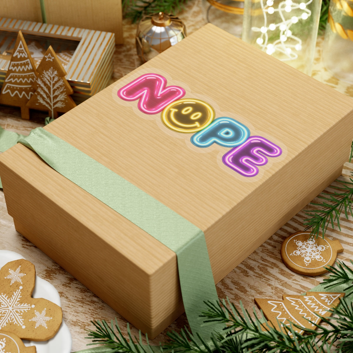 Neon NOPE smiley sticker | Retro Throwback Sticker
