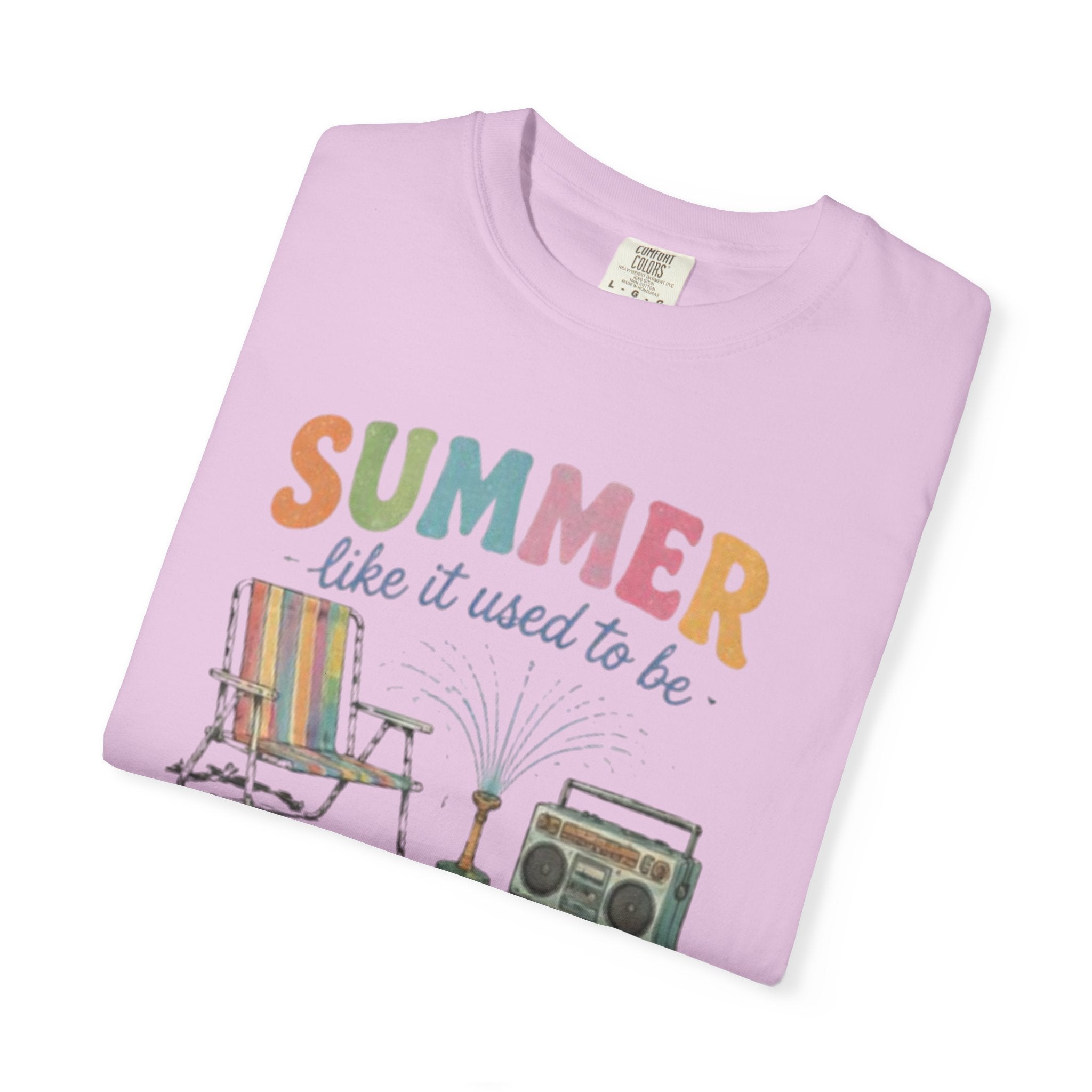 Nostalgic Summer Comfort Colors Shirt | Retro Lawn Chair Boombox Tee | Digital Detox Graphic T-Shirt | Trendy Vintage Aesthetic Clothes