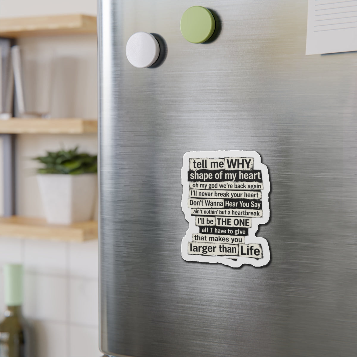 90s boy band Song Lyric Collage Die-Cut Magnet | Nostalgia Black Text Sticker Magnet | gift for millennials