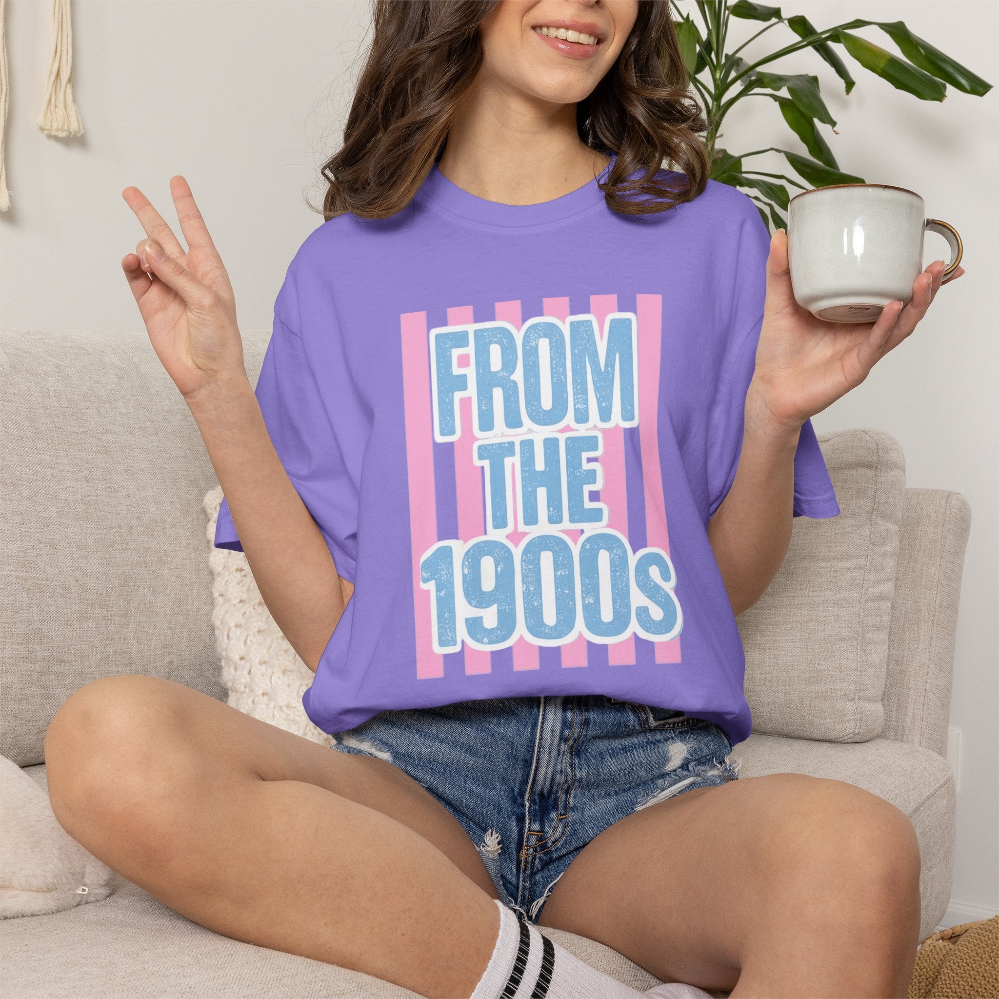 "From the 1900s" Retro Graphic Tee | Funny Millennial 90s Nostalgia Shirt | Pastel Aesthetic Comfort Colors Oversized Streetwear Top