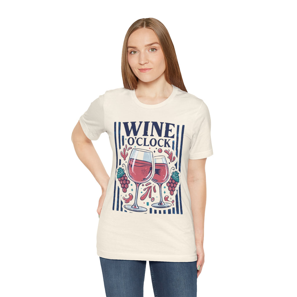 Wine O'Clock T-Shirt | Wine Glasses, Grapes, Vintage Stripes