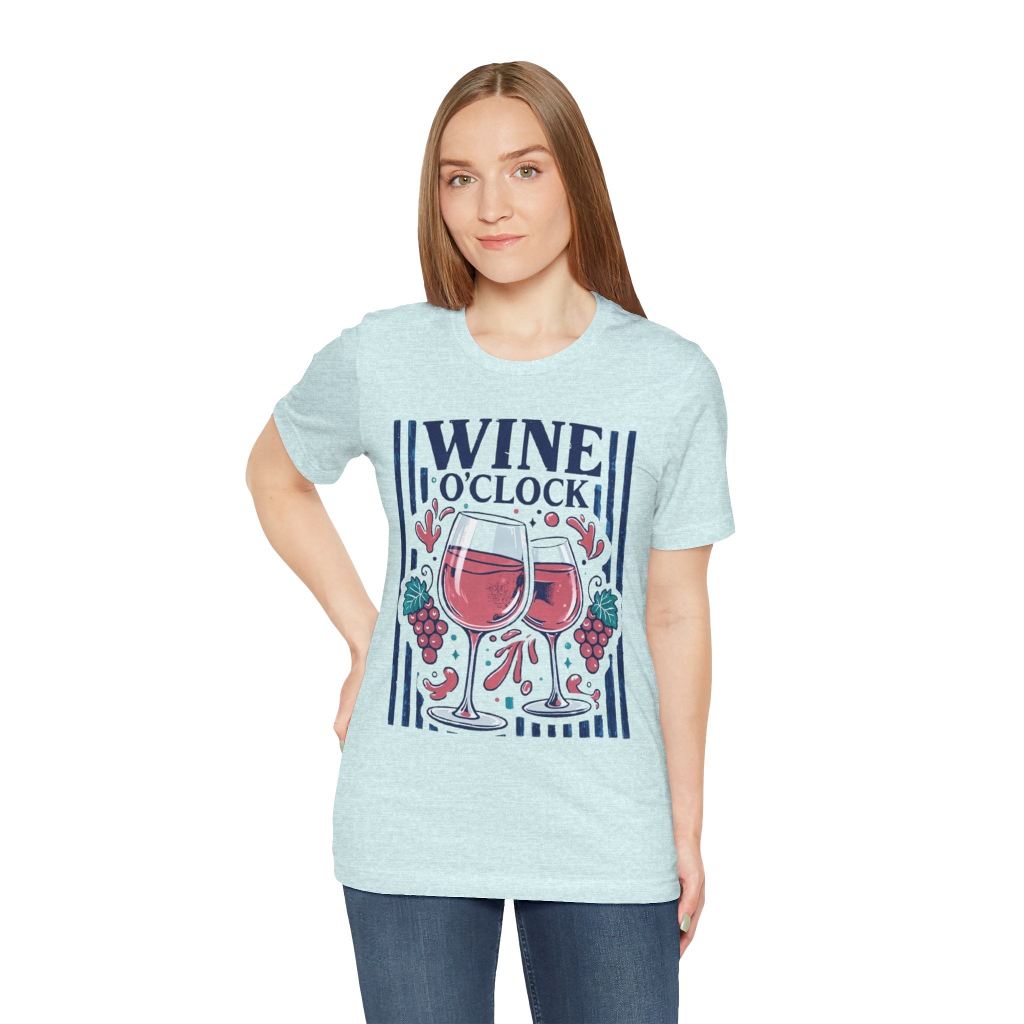 Wine O'Clock T-Shirt | Wine Glasses, Grapes, Vintage Stripes