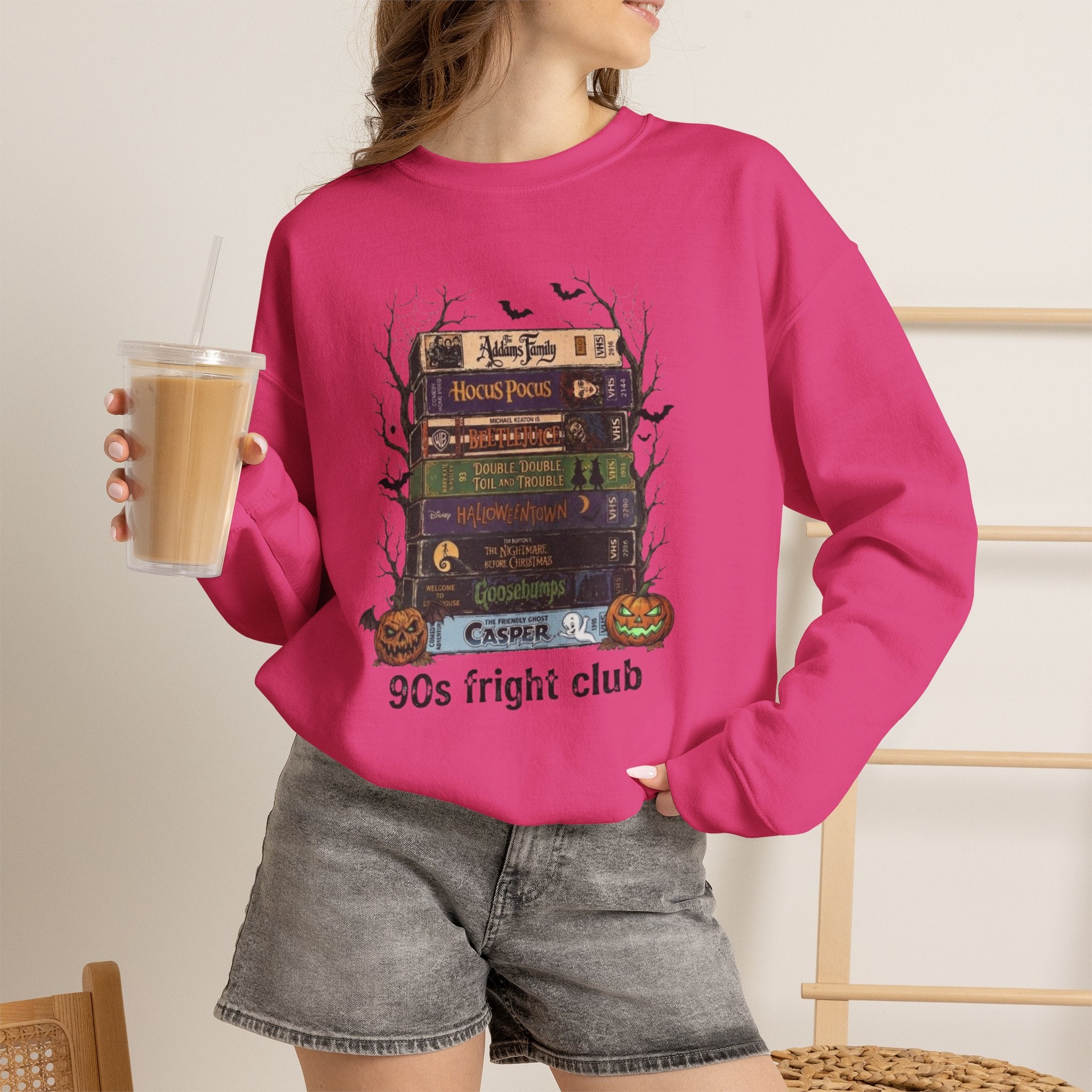 🎃 90s Fright Club VHS Tapes Sweatshirt – Vintage Halloween Crewneck