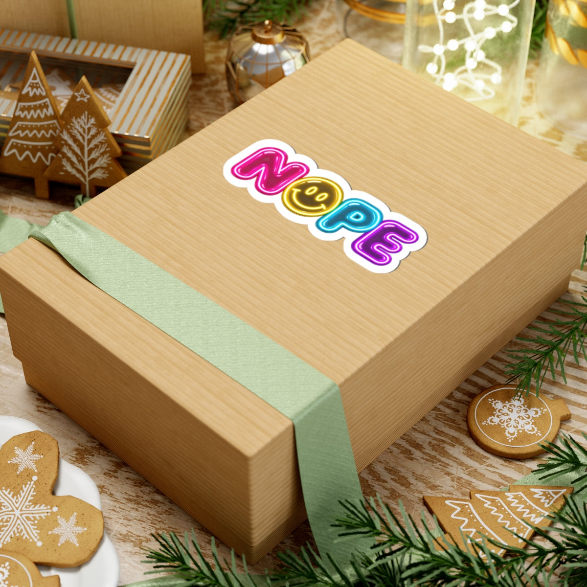 Neon NOPE smiley sticker | Retro Throwback Sticker