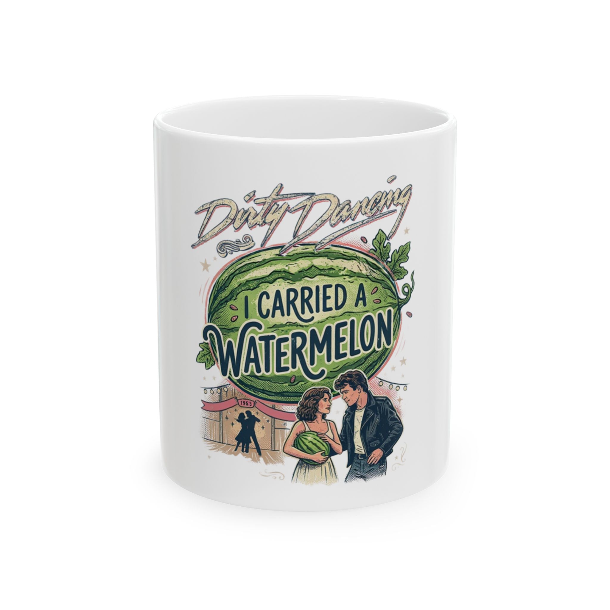 I Carried A Watermelon Ceramic Mug, Retro 80s Movie Quote Coffee Cup, Cute Nostalgic Gift for Movie Lovers