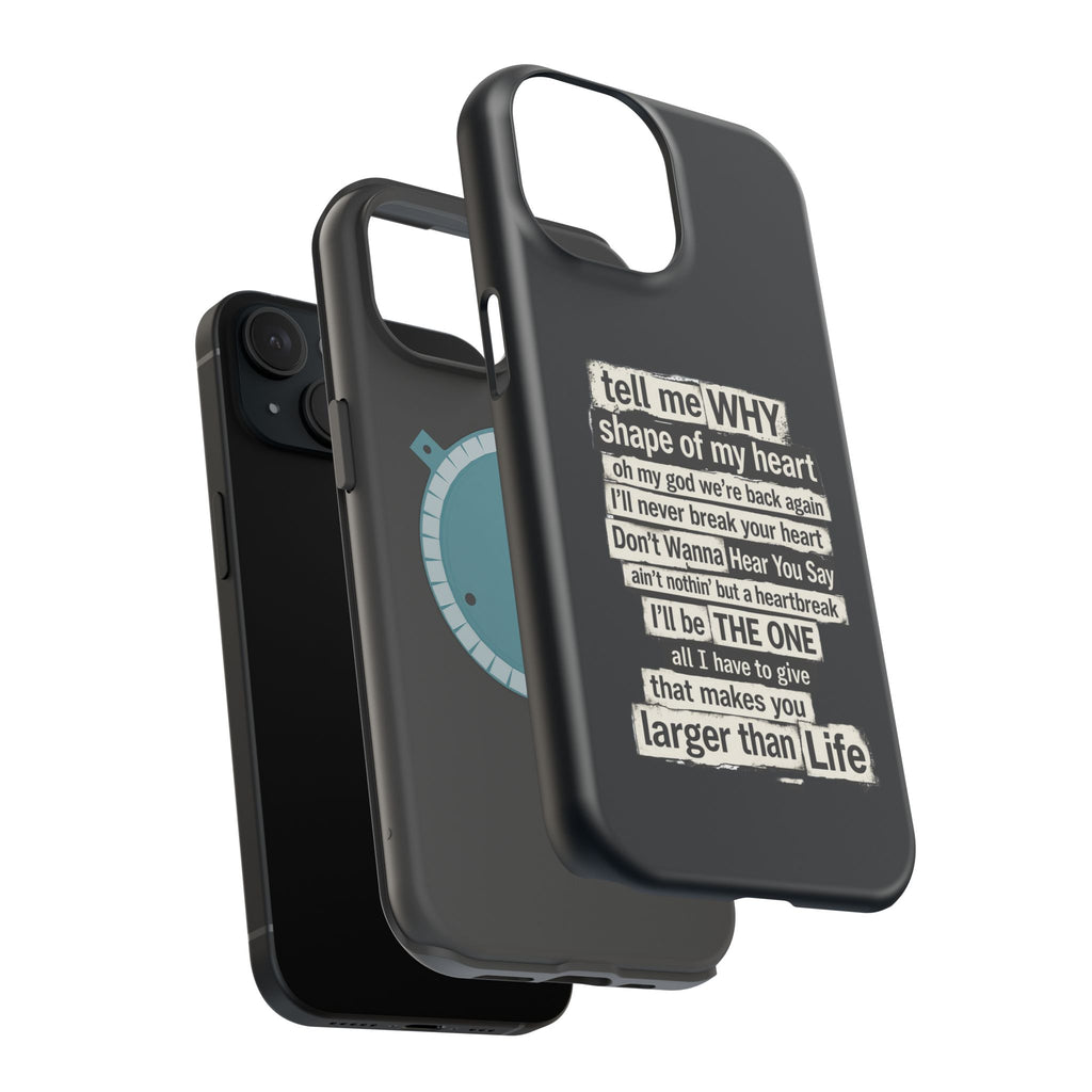 90s boy band Song Lyric Text Collage Phone Case | Magnetic Impact-Resistant Case | Gifts for Millennials