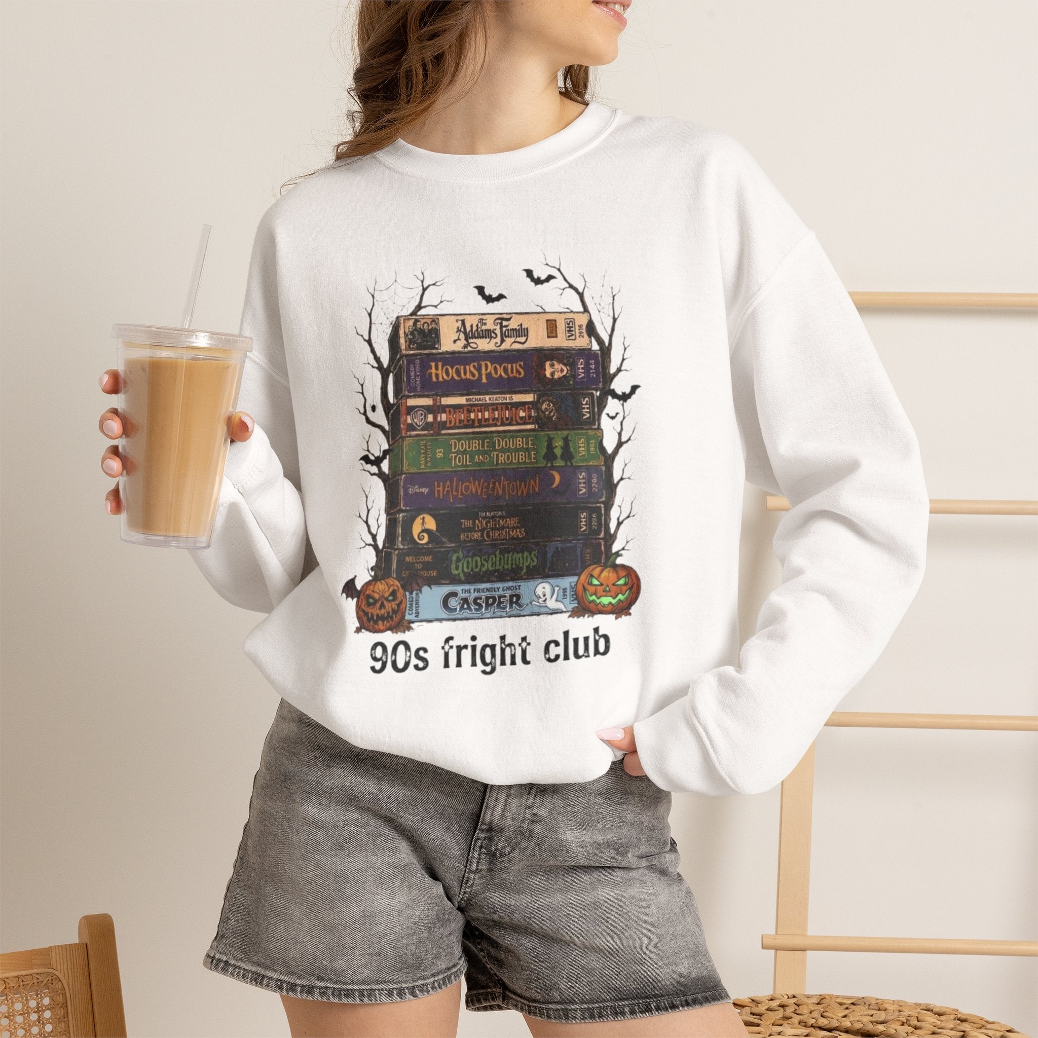 🎃 90s Fright Club VHS Tapes Sweatshirt – Vintage Halloween Crewneck
