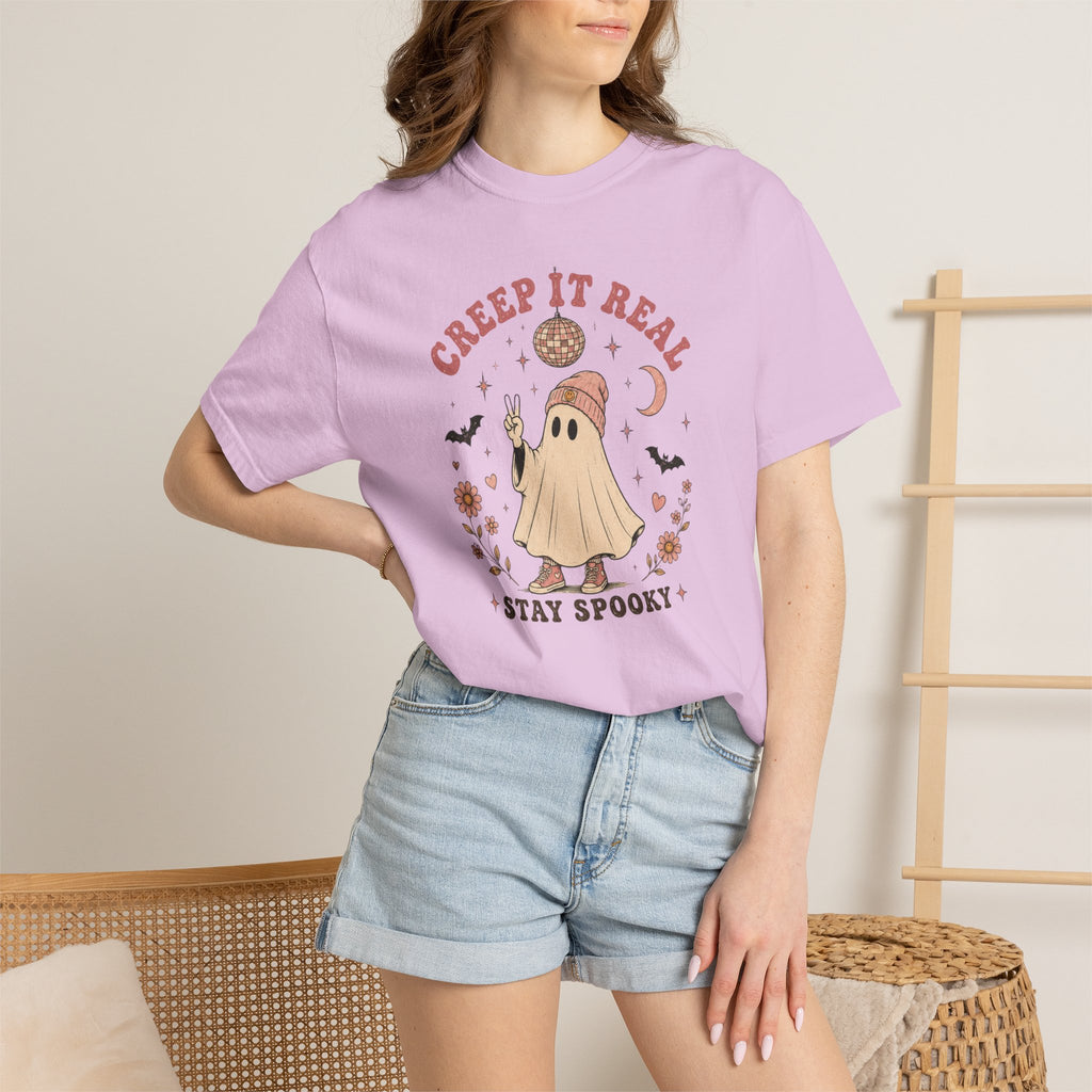 Cute Ghost Halloween Shirt | Creep It Real Retro Tee | Vintage Spooky Season Shirt | Girly Fall Graphic T-Shirt