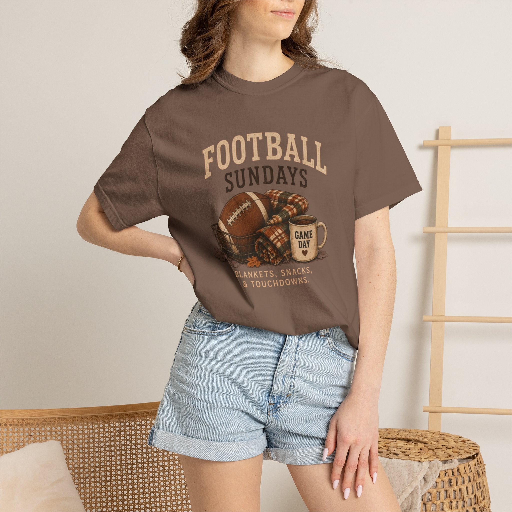 Vintage Football Sundays Shirt | Comfort Colors Game Day Tee | Blankets Snacks and Touchdowns Graphic T-Shirt | Retro Fall Sports Top