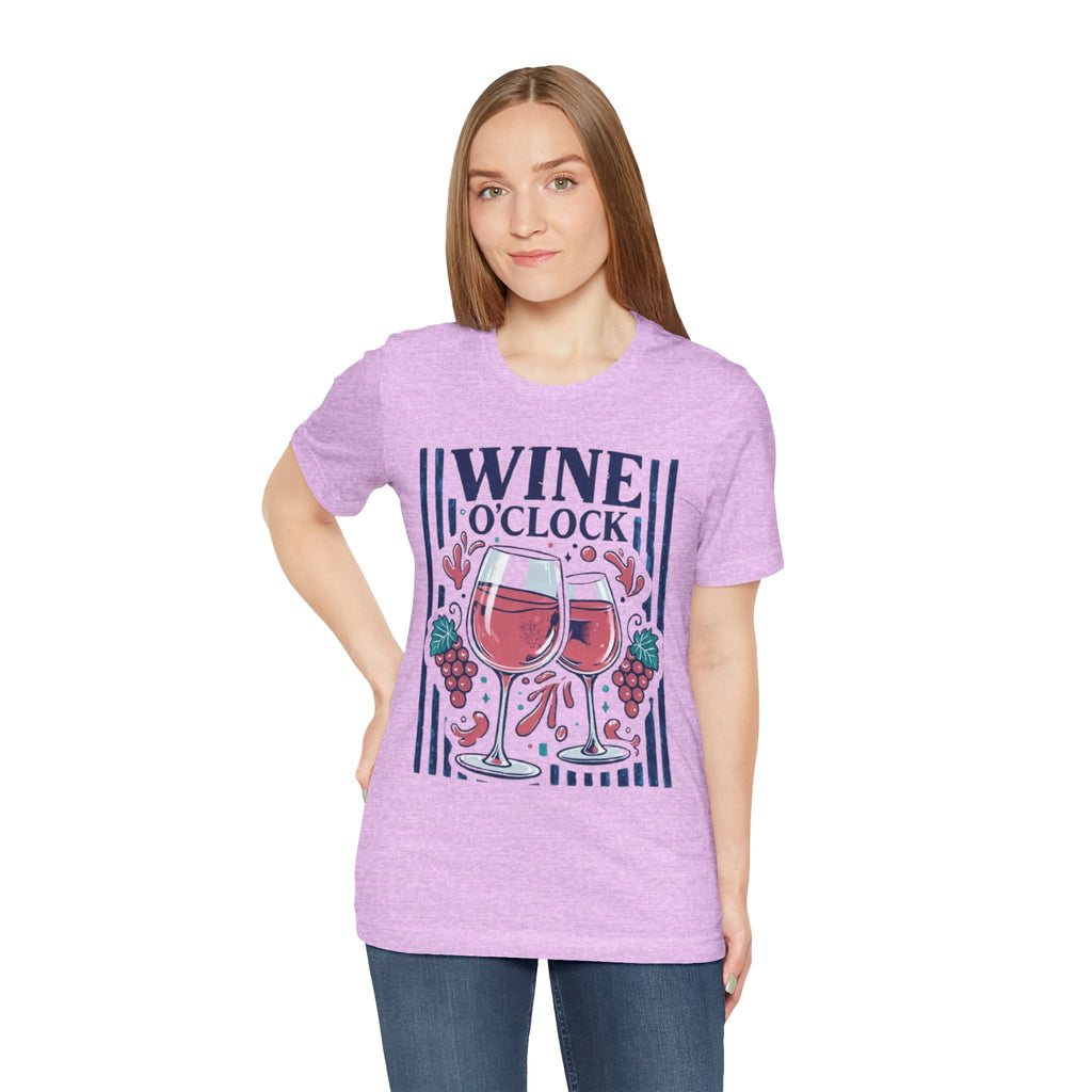 Wine O'Clock T-Shirt | Wine Glasses, Grapes, Vintage Stripes