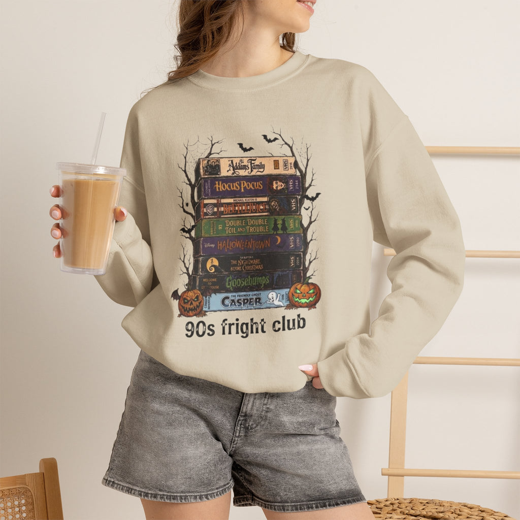 🎃 90s Fright Club VHS Tapes Sweatshirt – Vintage Halloween Crewneck