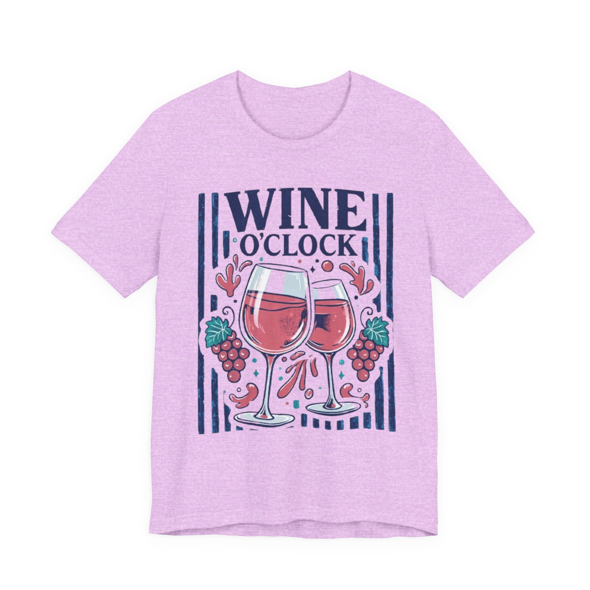 Wine O'Clock T-Shirt | Wine Glasses, Grapes, Vintage Stripes