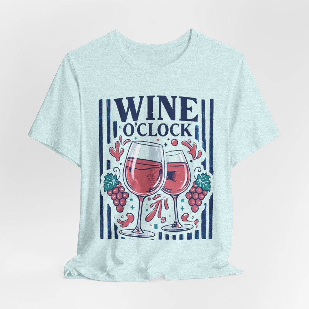 Wine O'Clock T-Shirt | Wine Glasses, Grapes, Vintage Stripes