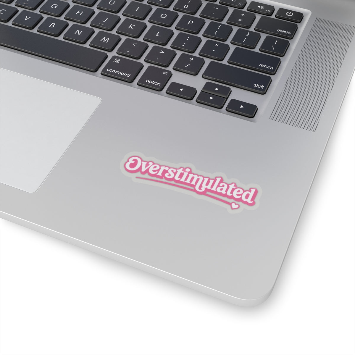 Overstimulated script sticker Kiss-Cut Sticker | pink retro cursive decal