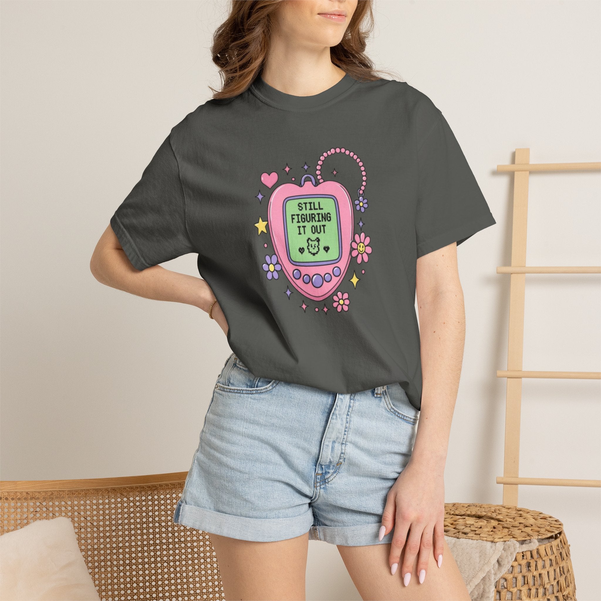 Nostalgic Digital Pet T-Shirt, Y2K Aesthetic Graphic Tee, Retro 90s Pixel Heart Shirt, Pastel Cute Unisex Graphic T-Shirt, Daily Reminder Top