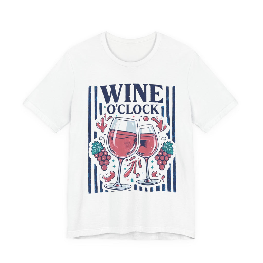 Wine O'Clock T-Shirt | Wine Glasses, Grapes, Vintage Stripes