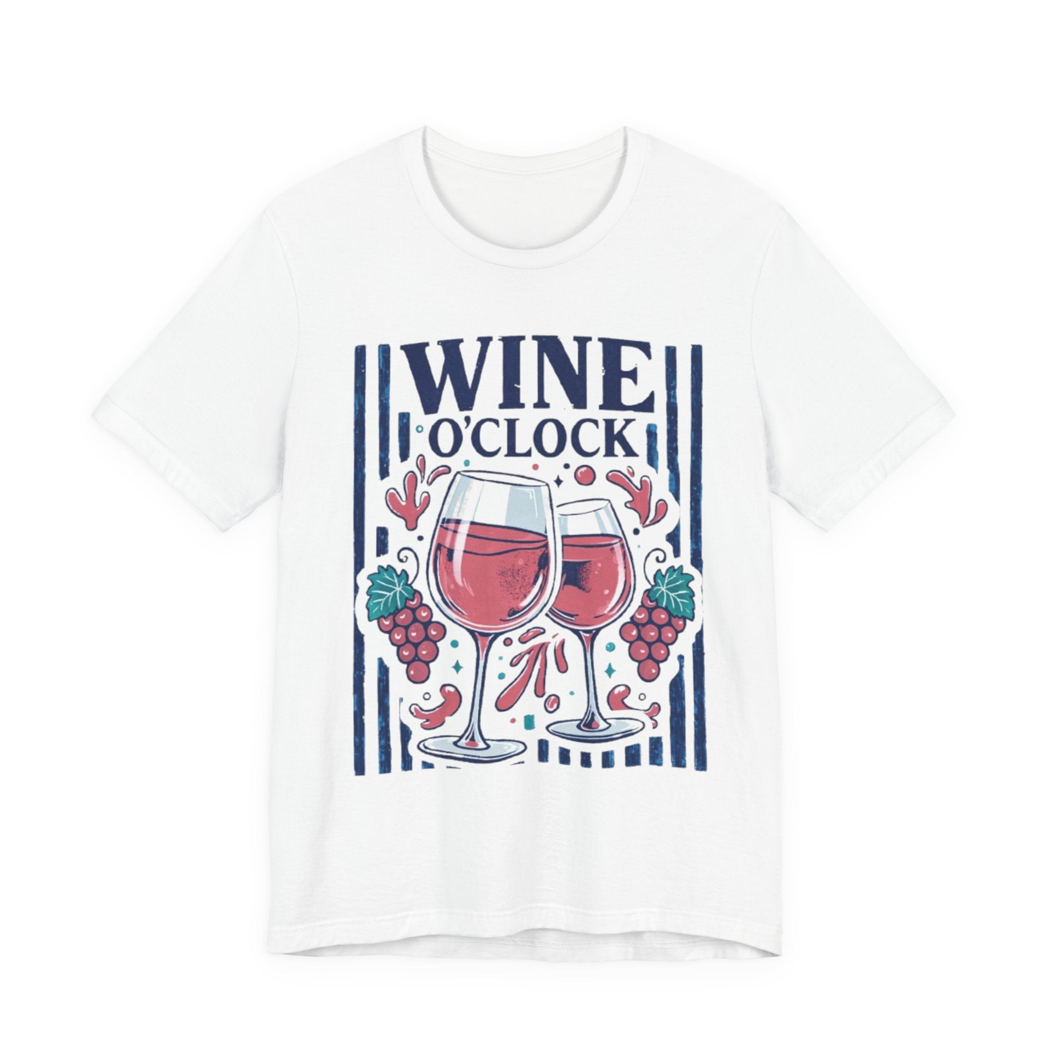 Wine O'Clock T-Shirt | Wine Glasses, Grapes, Vintage Stripes