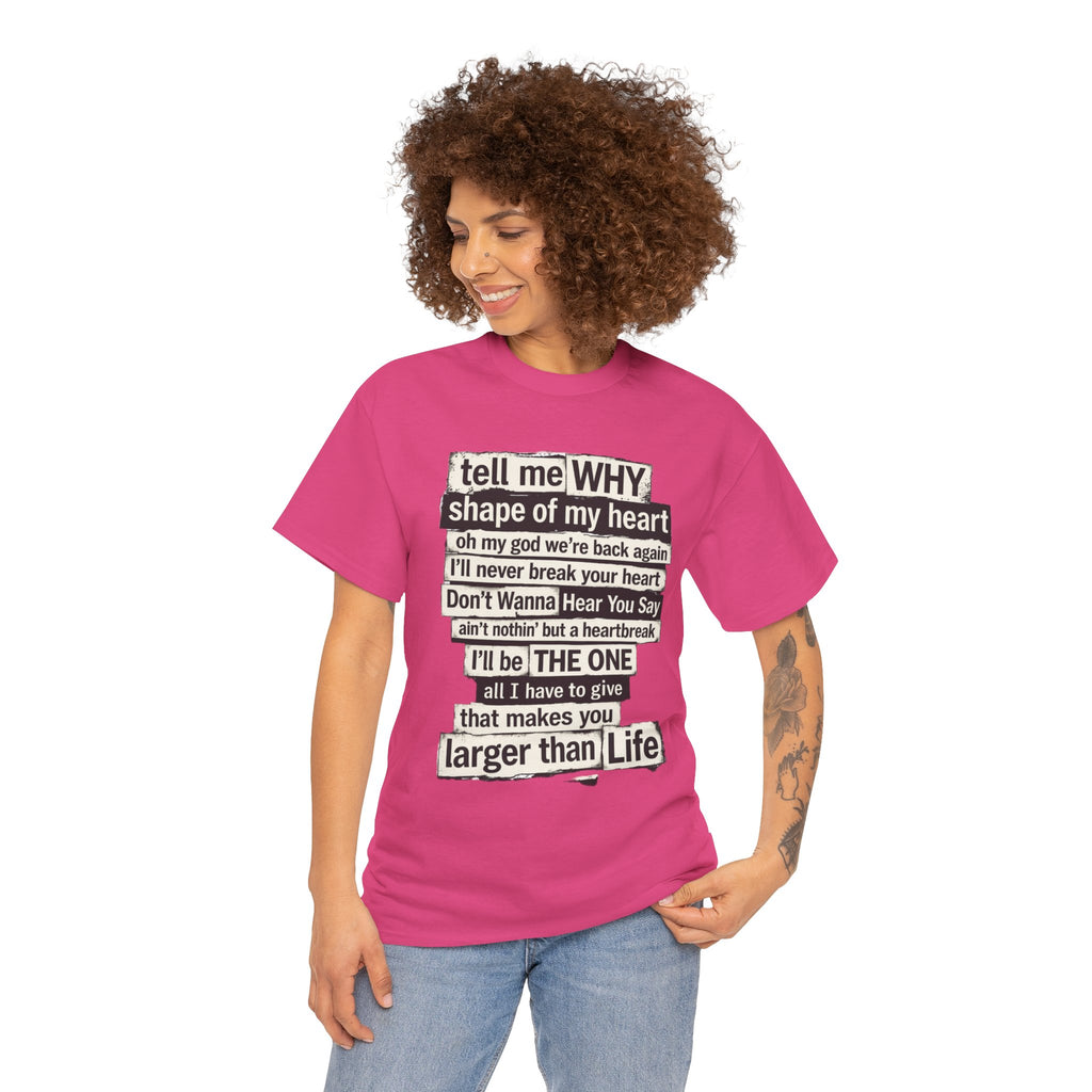 90's Boy Band Nostalgia Lyrics Tee | Concert Shirt for Vegas Sphere Residency