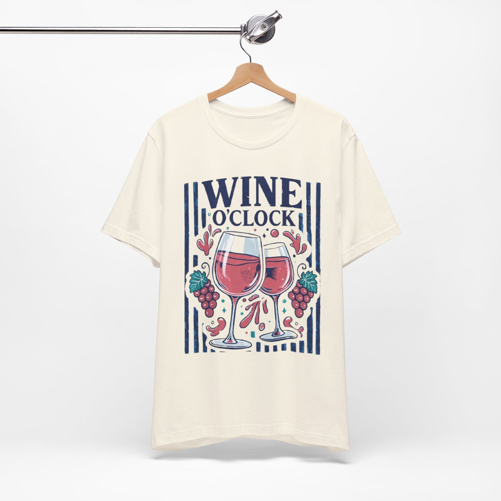Wine O'Clock T-Shirt | Wine Glasses, Grapes, Vintage Stripes
