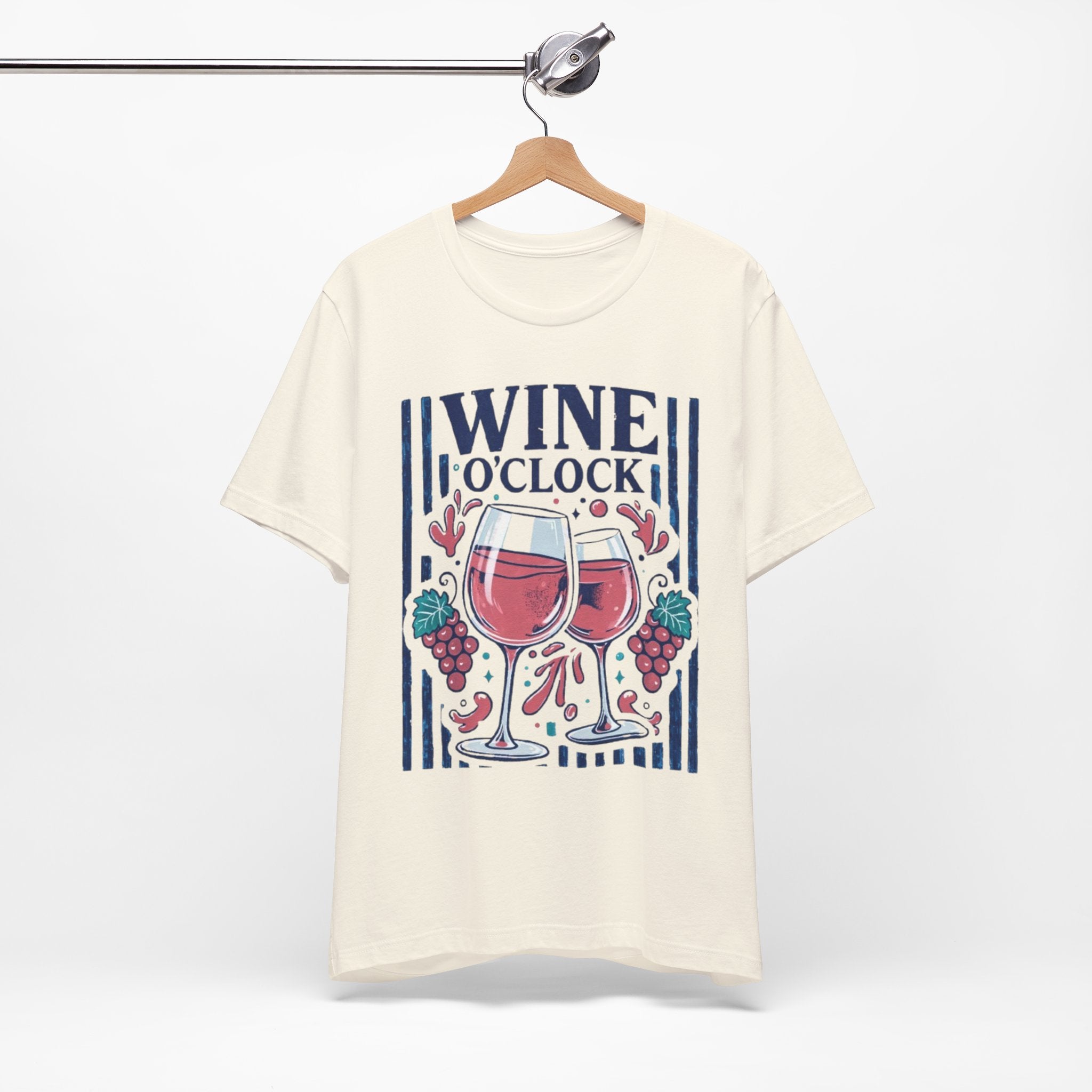 Wine O'Clock T-Shirt | Wine Glasses, Grapes, Vintage Stripes