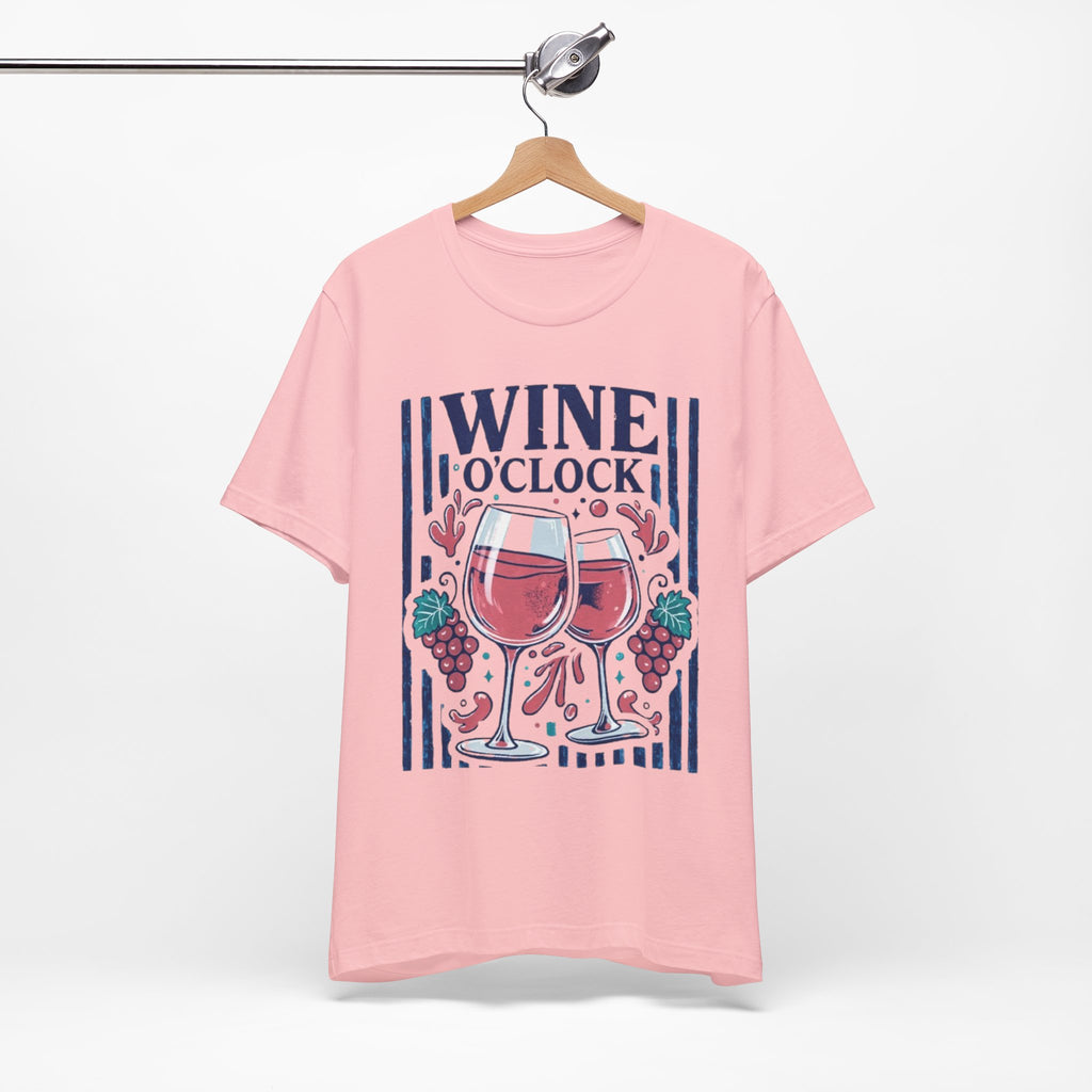 Wine O'Clock T-Shirt | Wine Glasses, Grapes, Vintage Stripes