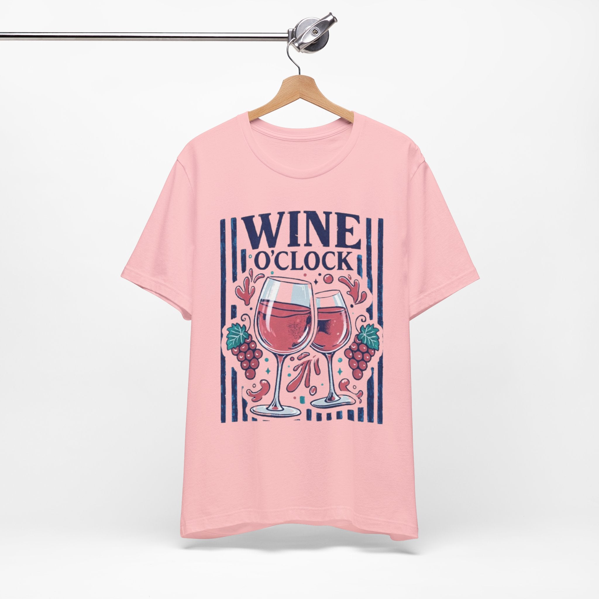 Wine O'Clock T-Shirt | Wine Glasses, Grapes, Vintage Stripes