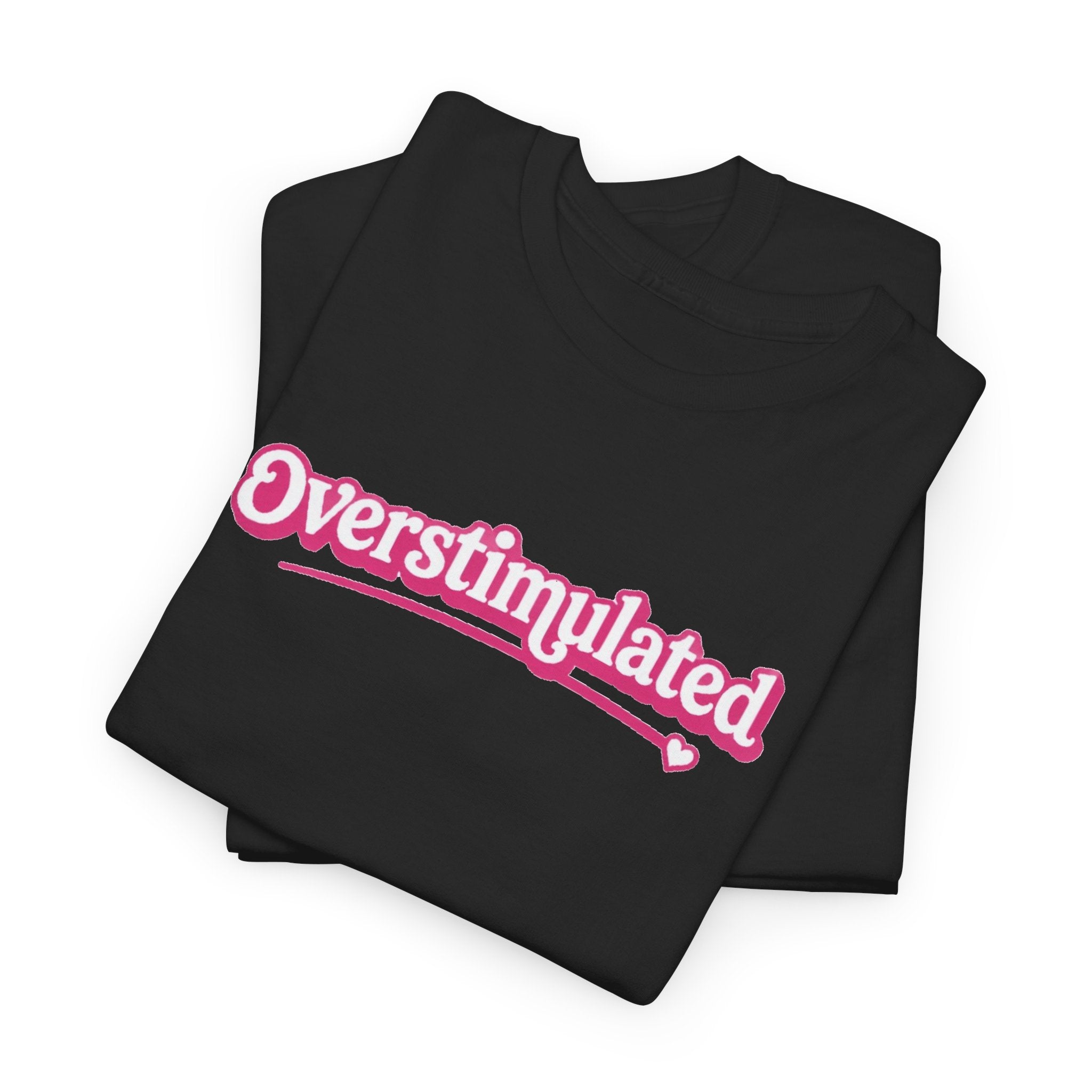 "Overstimulated" Retro Script Heavyweight Graphic Tee | Pink Nostalgia Aesthetic T-Shirt