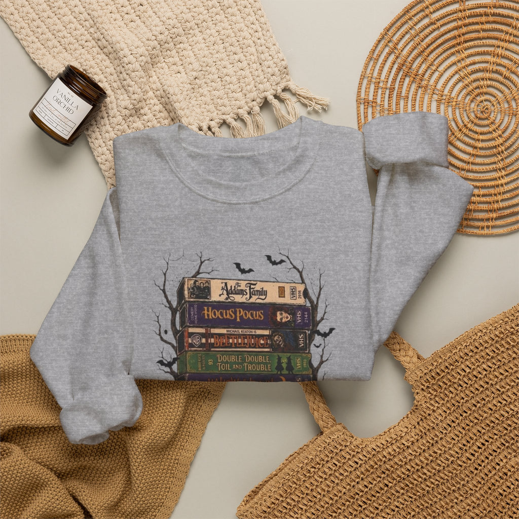 🎃 90s Fright Club VHS Tapes Sweatshirt – Vintage Halloween Crewneck